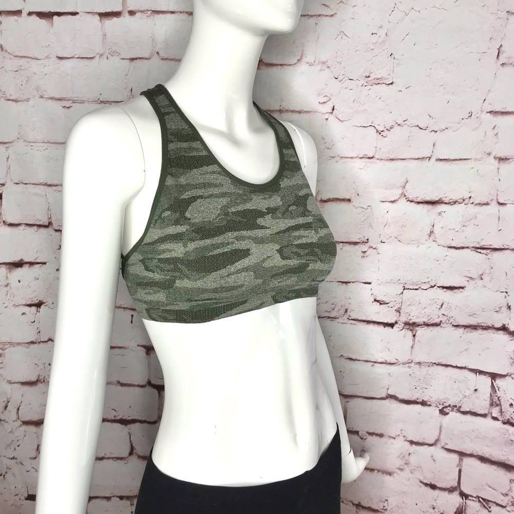 PRO FIT Seamless Olive Green Camouflage L Workout Activewear Bra Size Large - Picture 3 of 12